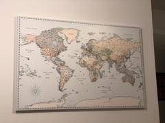 Trip Map Push Pin World Map - Retro light blue (Detailed) Review