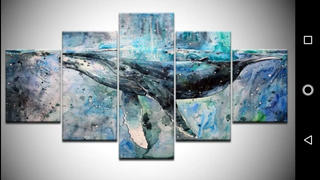 DecorZee 5-Piece Blue Abstract Ocean Whale Canvas Wall Art Review