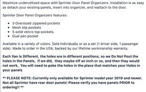 Overland Gear Guy Sprinter Door Panel Organizers Review