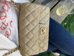 VLuxeStyle Chanel Classic Mini Rectangular 15C Pearly Gold Quilted Caviar with brushed gold hardware Review