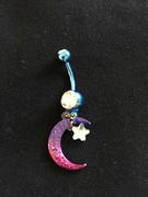 Ouferbodyjewelry 14G Blue Painted Steel Moon Star Dangle Belly Button Rings Review