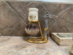 West Coast Shaving Omega 27mm Gold Shaving Brush and Razor Stand Review