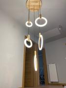 ATY Home Decor  Modern LED Wooden Ring Chandelier Ceiling Living Room On Stairs Hanging Pendant Light Review