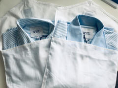With Nothing Underneath The Boyfriend: Oxford, Patchwork Celeste Blue Stripe Review