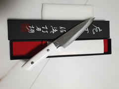 JapaneseChefsKnife.Com Takeshi Saji SRS-13 Custom Series Petty 135mm (5.3 inch, White Corian Handle) Review