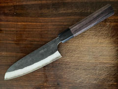 JapaneseChefsKnife.Com Fu-Rin-Ka-Zan Aogami Super Kurouchi Series FAB-4 Wa Santoku 170mm (6.6 inch, Octagon Shaped Red-Sandal Wood Handle) Review