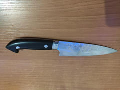 JapaneseChefsKnife.Com Takeshi Saji SRS-13 Custom Series Designed By Nomura Petty 135mm (5.3 inch, Black Linen Micarta Handle) Review
