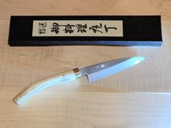 JapaneseChefsKnife.Com Takeshi Saji Gingami No.3 Wa Bocho Series Kaisaki (Wa Petty, Single Bevel Edge, Stag Handle) Review
