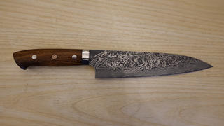 JapaneseChefsKnife.Com Takeshi Saji R-2 Custom Black Damascus Wild Series Petty (135mm and 150mm, Ironwood Handle) Review