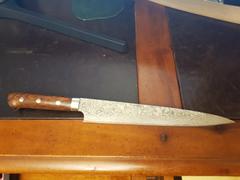 JapaneseChefsKnife.Com Takeshi Saji R-2 Custom Black Damascus Wild Series Sujihiki (240mm and 270mm, Ironwood Handle) Review