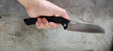 JapaneseChefsKnife.Com Takeshi Saji R-2 Damascus Folding Santoku Knife (Black G-10 Handle, TS-110) Review