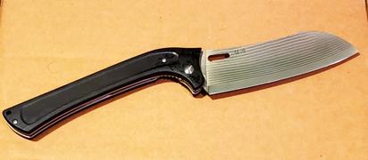 JapaneseChefsKnife.Com Takeshi Saji R-2 Damascus Folding Santoku Knife (Black G-10 Handle, TS-110) Review