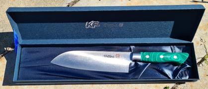 JapaneseChefsKnife.Com Hattori Forums Custom Limited Edition Year 2021, FH Series FH-4SP2021G Santoku 170mm (6.6 Inch, Green Malachite GemStone Handle) Review