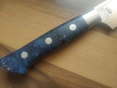 JapaneseChefsKnife.Com Hattori Forums Custom Limited Edition Year 2020, FH Series FH-12SP2020BLUE Sujihiki 230mm (9 Inch, Blue Color, Stabilized Box Elder Wood Handle) Review