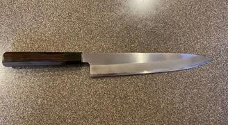 JapaneseChefsKnife.Com Mizuno Tanrenjo Akitada Special Custom Order KS-Style Ao Hagane DX Blue Steel No.1 Clad Wa Gyuto with Shinogi (Octagon Shaped Ebony Wooden Handle, AHDKS-3WS) Review