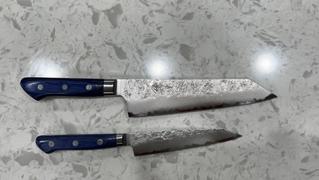 JapaneseChefsKnife.Com JCK Natures 青雲 Blue Clouds Series Blue Steel No.2 Nashiji Kiritsuke Petty & Bunka (Kiritsuke) (BCB-2Pcs Knife Set) Review