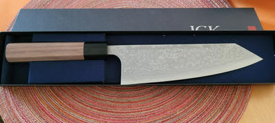 JapaneseChefsKnife.Com Fu-Rin-Ka-Zan Aogami Super Custom Damascus Series FASD-7W Bunka 190mm (7.4 inch, Octagon Shaped Walnut-Wood Handle) Review