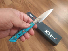 JapaneseChefsKnife.Com Hattori Forums Custom Limited Edition Year 2021, FH Series FH-1SP2021T Parer 70mm (2.7 Inch, Turquoise Gem Stone Handle) Review