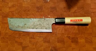 JapaneseChefsKnife.Com Shirou-Kunimitsu White Steel No.2 Kurouchi Series SK-3 Nakiri 165mm (6.4 Inch) Review