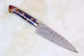 JapaneseChefsKnife.Com Takeshi Saji SUMMIT ― Limited Edition Custom Series SMT-177 R-2 Custom Damascus Petty 135mm (5.3 Inch) Review
