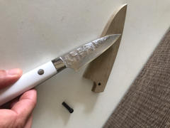 JapaneseChefsKnife.Com “Ocean Sunshine”: Takeshi Saji VG-10 Hammered Damascus Series SDO-1W Paring 90mm (White Corian Handle) Review