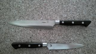 JapaneseChefsKnife.Com Hattori Forums FH Series Limited Edition Petty (120mm and 150mm, Black Space Corian® Handle) Review