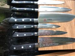 JapaneseChefsKnife.Com Hattori Forums FH Series Limited Edition Petty (120mm and 150mm, Black Space Corian® Handle) Review