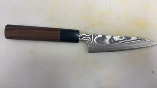 JapaneseChefsKnife.Com Fu-Rin-Ka-Zan R-2 Damascus Wa Series Wa Petty (120mm and 150mm, 2 sizes, Octagon Shaped Red-Sandalwood Handle) Review