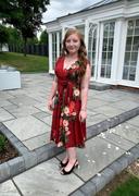 Pretty Kitty Fashion Red Floral Print V Neck Crossover Wrap Top Empire Waist Swing Dress Review