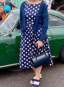 Pretty Kitty Fashion Blue And Cream Polka Dot Vintage 50s 3/4 Sleeve Swing Tea Dress Review