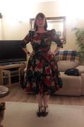 Pretty Kitty Fashion Black And Red Floral Vintage 50s 3/4 Sleeve Swing Tea Dress Review