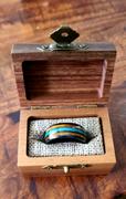 HappyLaulea Black Zirconium 10mm Ring with Azure Blue Opal & Hawaiian Koa Wood Tri-Inlay - Dome Shape, Comfort Fitment Review