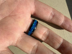 HappyLaulea Black Hi-Tech Ceramic Ring with Blue Opal Inlay - 8mm, Dome Shape, Comfort Fitment Review