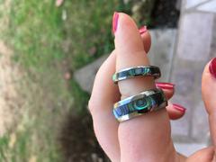 HappyLaulea Pair of 4&8mm Abalone Shell Tungsten Carbide Couple/Wedding Band Set - Dome Shape, Comfort Fitment Review