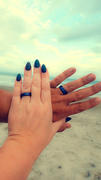 HappyLaulea Pair of Blue Fire Opal & Meteorite [6 & 8mm] Black Titanium Ring Set Review