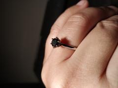 HappyLaulea 14k White Gold Solitaire .25CT Black Diamond Engagement Ring Set with Petite 3mm Width Tungsten Carbide Ebony Wood Ring Review