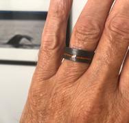 HappyLaulea Black Zirconium Brushed Finished Ring with Offset Koa Wood Inlay, 8mm, Comfort Fitment, Flat Shape Review