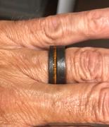 HappyLaulea Black Zirconium Brushed Finished Ring with Offset Koa Wood Inlay, 8mm, Comfort Fitment, Flat Shape Review