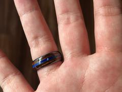 HappyLaulea Tungsten Carbide Ring with Koa Wood & Lapis Lazuli Tri Inlay - 8mm, Dome Shape, Comfort Fitment Review