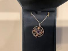 Enchanted Disney Fine Jewelry Enchanted Disney Fine Jewelry Sterling Silver and 10k Rose Gold with 1/10 CTTW Diamond and Amethyst Ariel Medallion Shell Pendant Necklace Review
