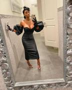 Alieva Tiffany Dupioni Puff Sleeve Maxi Dress (Black) Review