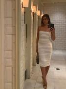 Alieva Justina Ruched Organza Mesh Midi Dress (Off White) Review