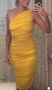 Alieva Natasha Ruched Organza Mesh Midi Dress (Yellow) Review