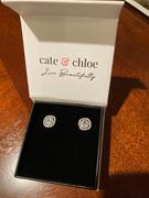 Cate & Chloe Noelle 18k White Gold Plated Halo Crystal Stud Earrings Review