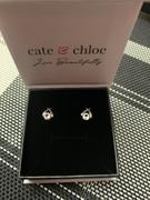 Cate & Chloe Eloise Modest 18k White Gold Plated Stud Halo Earrings with Solitaire Round Cut Swarovski Crystals Review