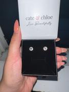 Cate & Chloe Royal 18k White Gold Plated Birthstone Halo Earrings with Round Cut Crystals Review