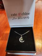 Cate & Chloe Luna Birthstone Necklace 18k White Gold Plated with Round Cut Crystals Review