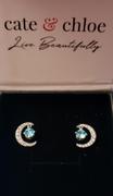 Cate & Chloe Luna Birthstone Stud Earrings 18k White Gold Plated with Round Cut Crystals Review