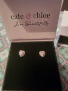 Cate & Chloe Donna 18k White Gold Plated Silver Heart Stud Earrings with Simulated Diamond Crystals Review