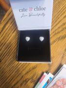 Cate & Chloe Donna 18k White Gold Plated Silver Heart Stud Earrings with Simulated Diamond Crystals Review